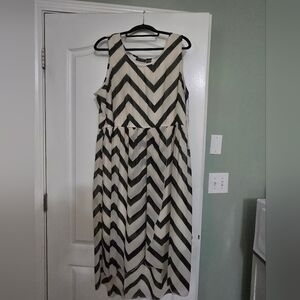 Speed Control Black and White Chevron High Low Dress